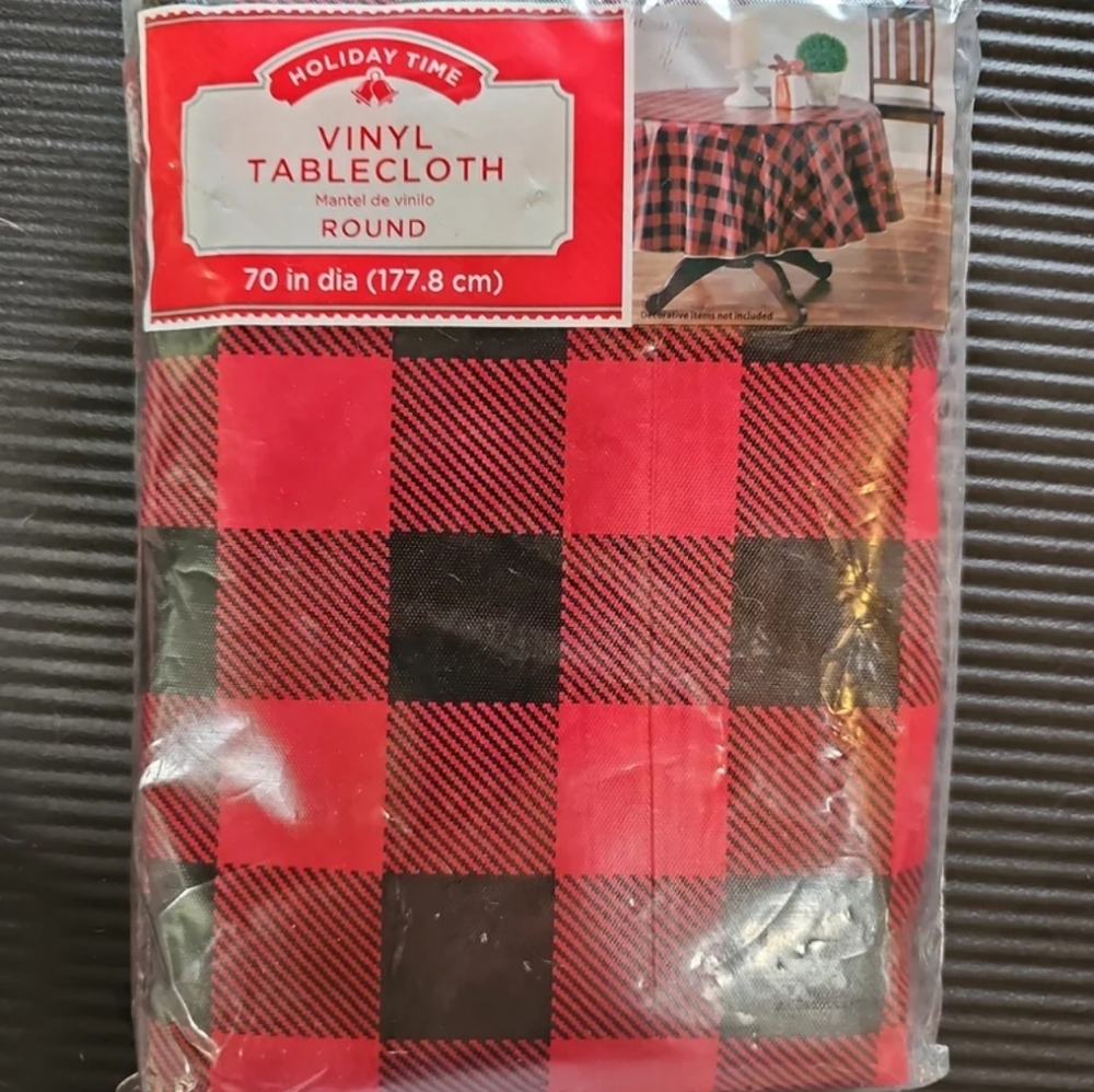 Holiday Time round Vinyl Tablecloth